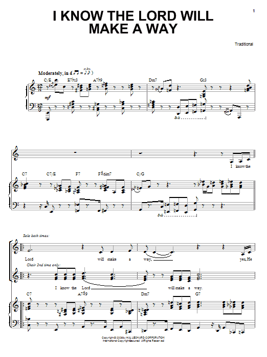 Heather Headley I Know The Lord Will Make A Way Sheet Music