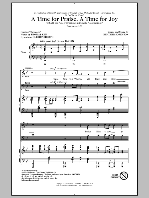 Heather Sorenson A Time For Praise, A Time For Joy Sheet Music