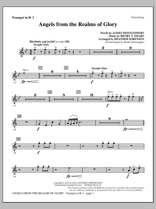Heather Sorenson Angels From The Realms Of Glory - Bb Trumpet 1 Sheet Music