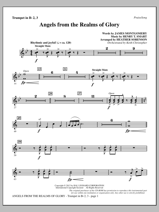 Heather Sorenson Angels From The Realms Of Glory - Bb Trumpet 2,3 Sheet Music
