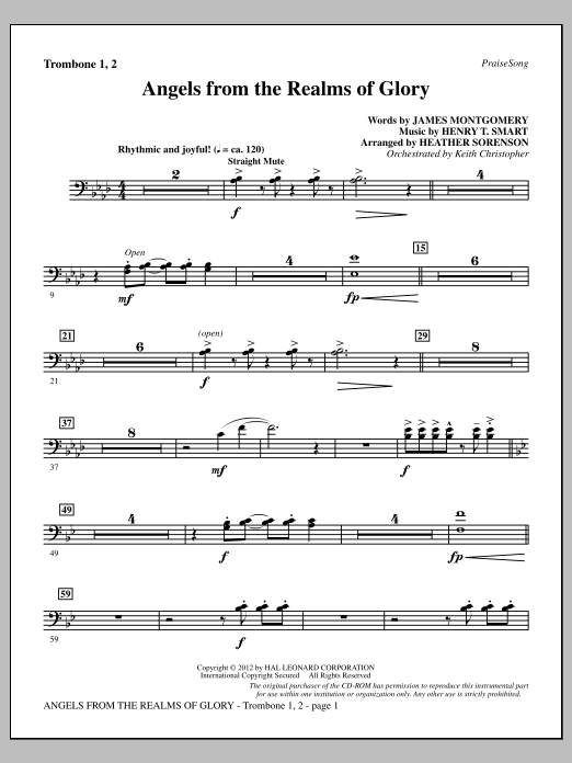 Heather Sorenson Angels From The Realms Of Glory - Trombone 1 & 2 Sheet Music