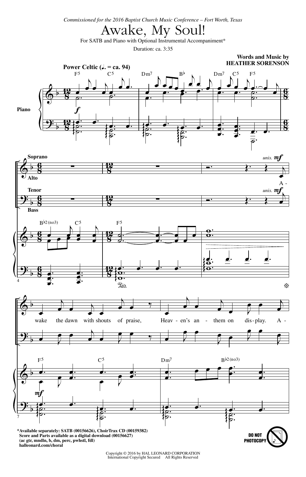Heather Sorenson Awake, My Soul! Sheet Music