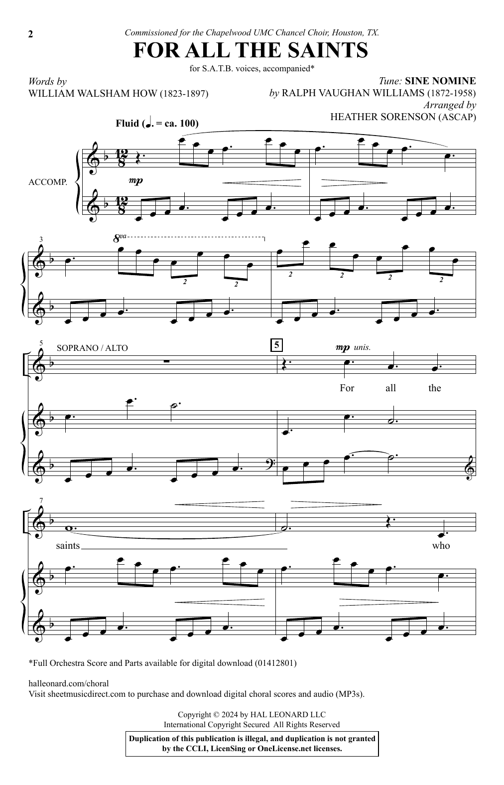 Heather Sorenson For All The Saints Sheet Music