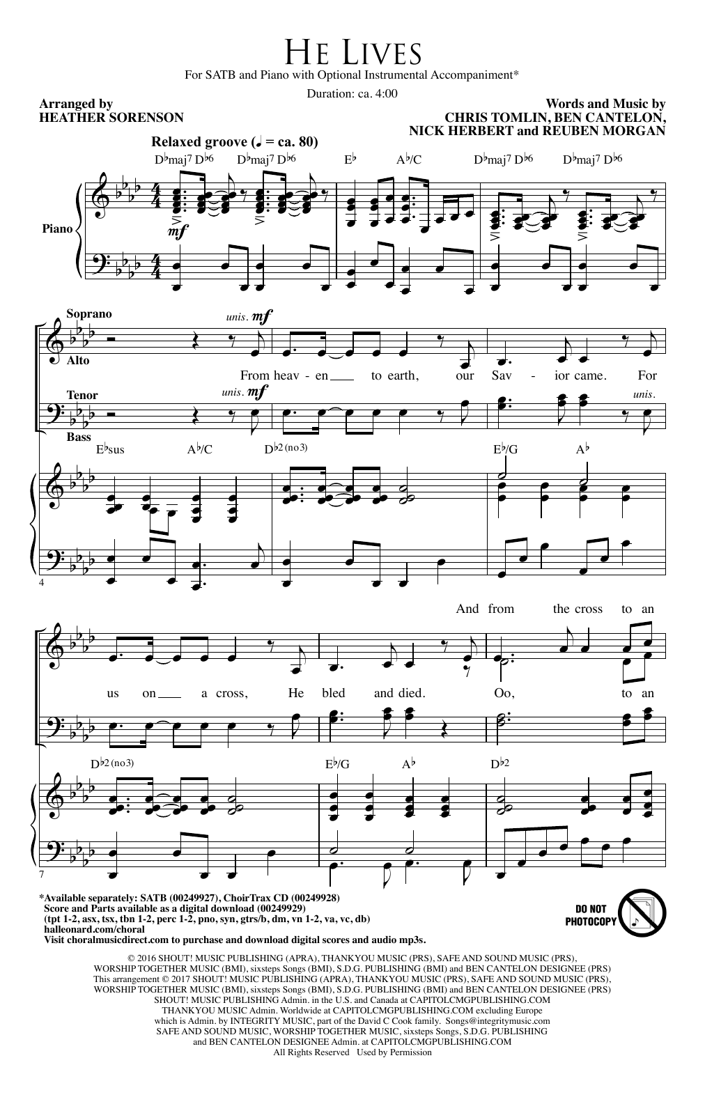 Heather Sorenson He Lives Sheet Music