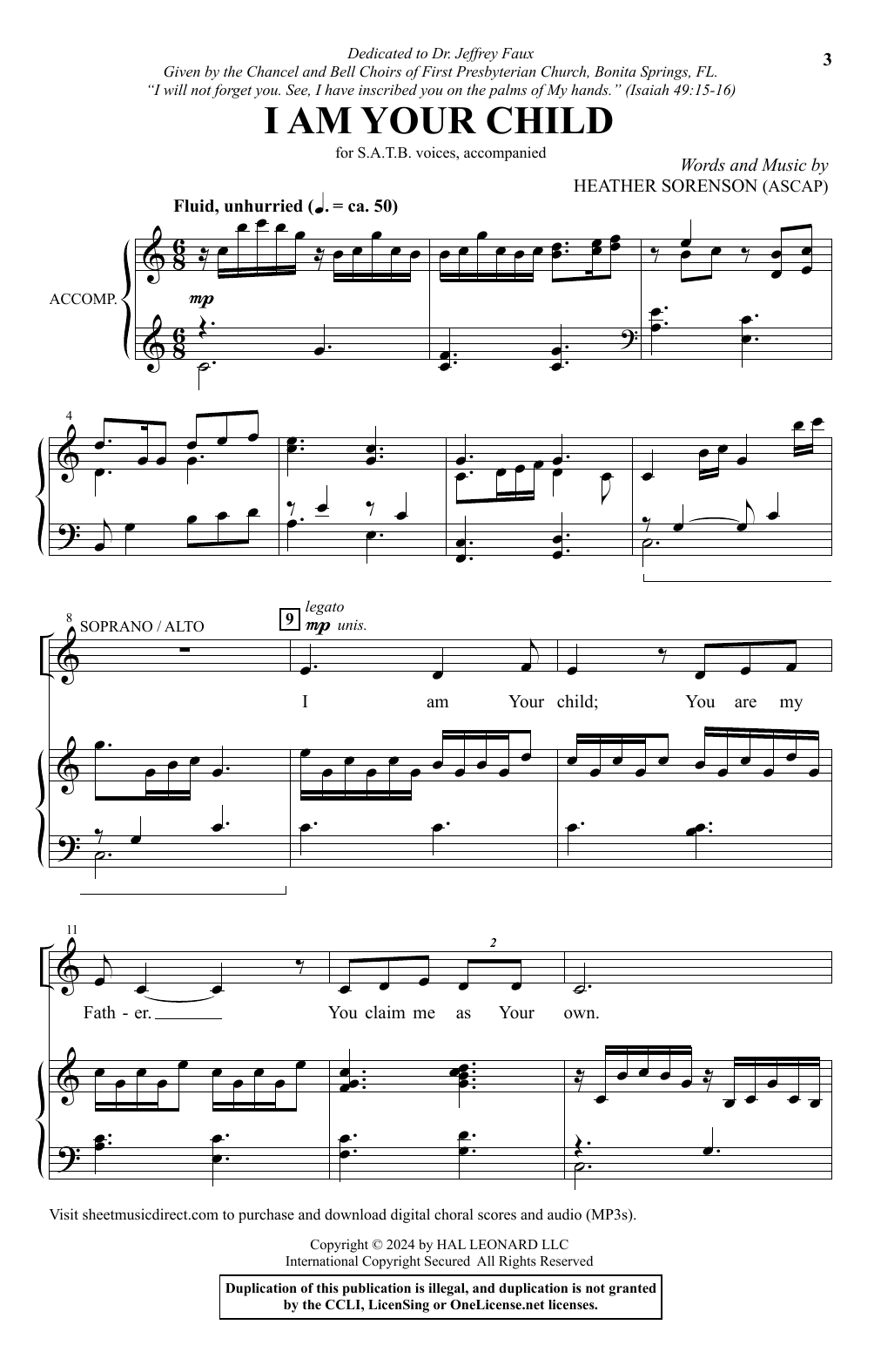 Heather Sorenson I Am Your Child Sheet Music