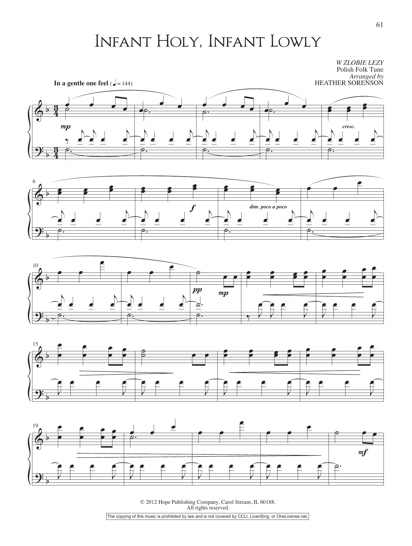 Heather Sorenson Infant Holy, Infant Lowly Sheet Music