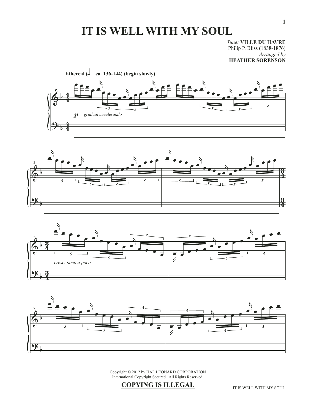 Heather Sorenson It Is Well With My Soul (from Images: Sacred Piano Reflections) Sheet Music