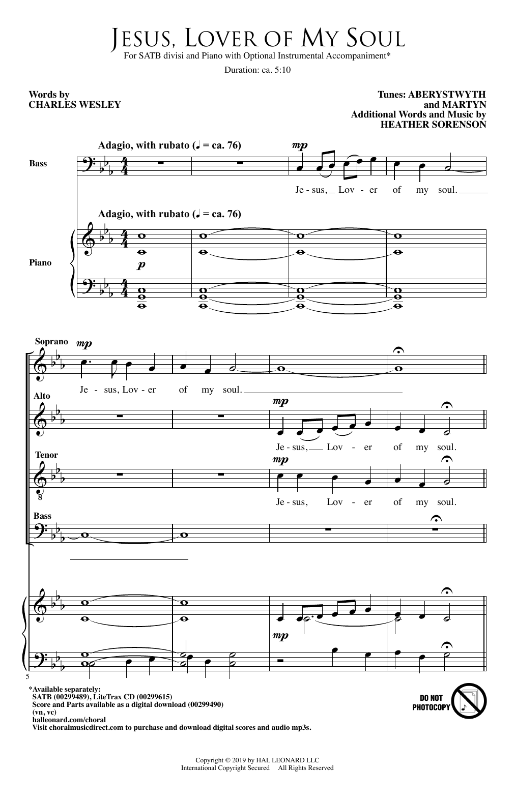 Heather Sorenson Jesus, Lover Of My Soul Sheet Music