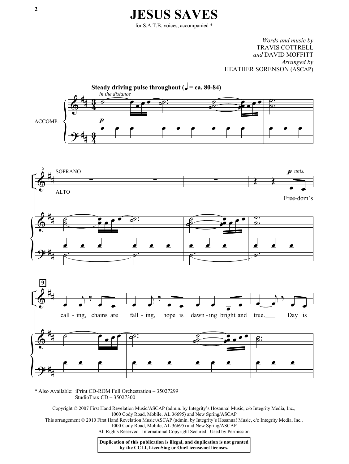 Heather Sorenson Jesus Saves Sheet Music