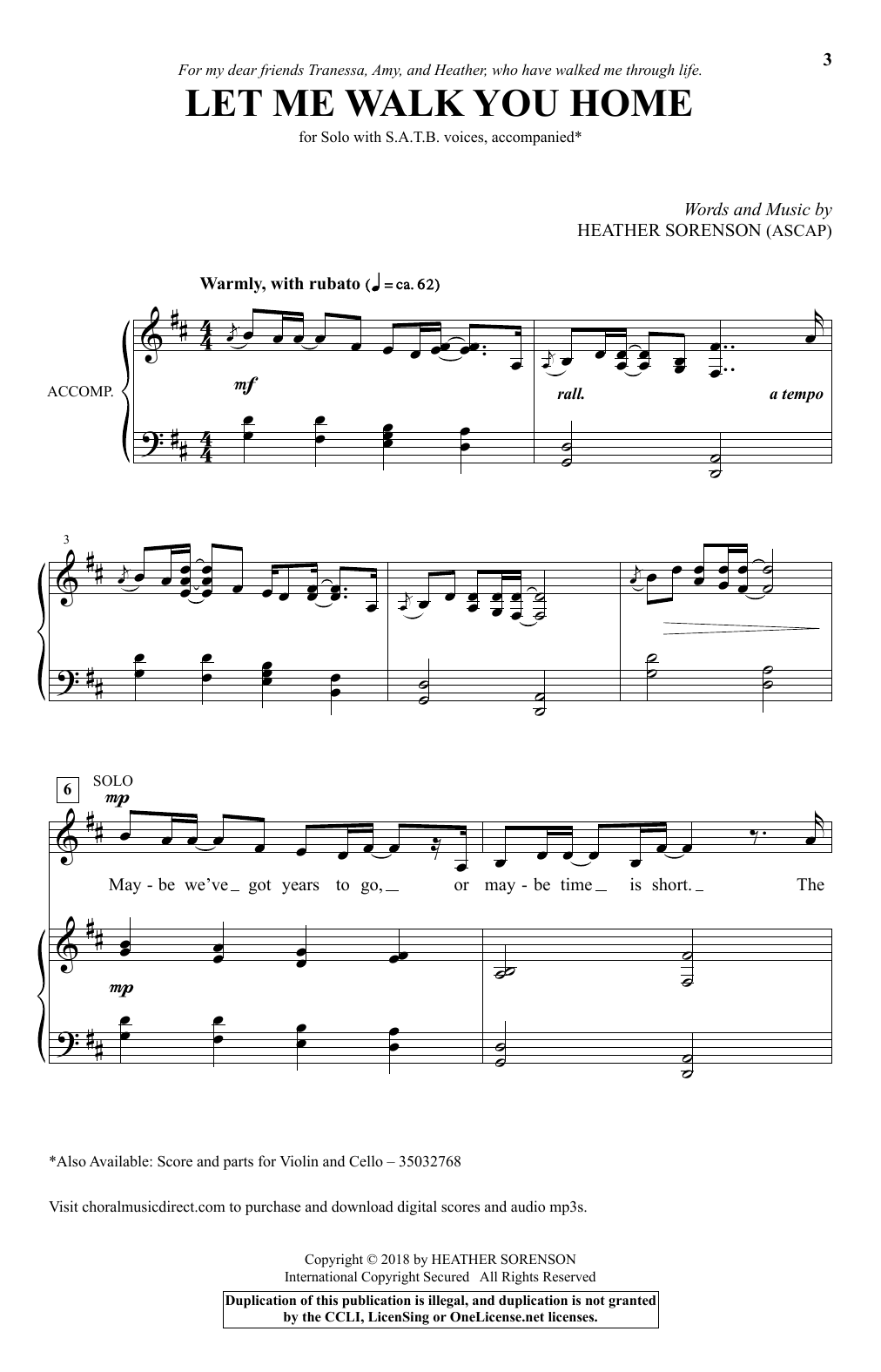 Heather Sorenson Let Me Walk You Home Sheet Music