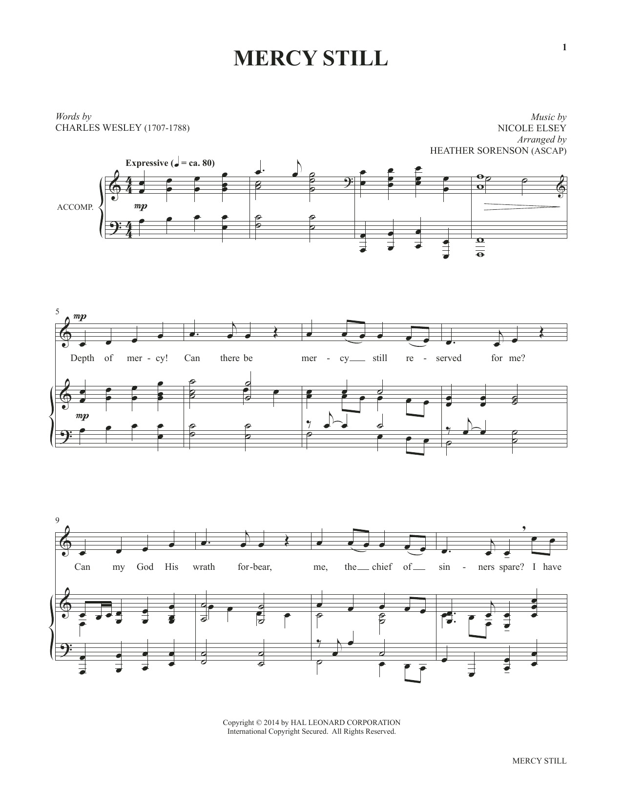 Heather Sorenson Mercy Still (from My Alleluia: Vocal Solos for Worship) Sheet Music