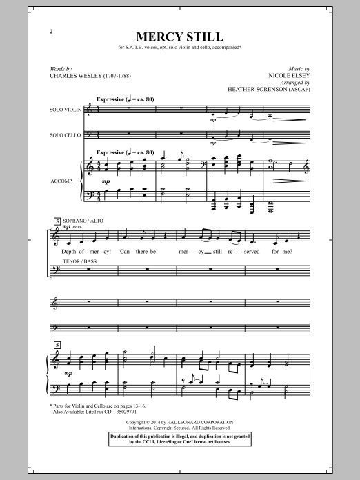 Heather Sorenson Mercy Still Sheet Music