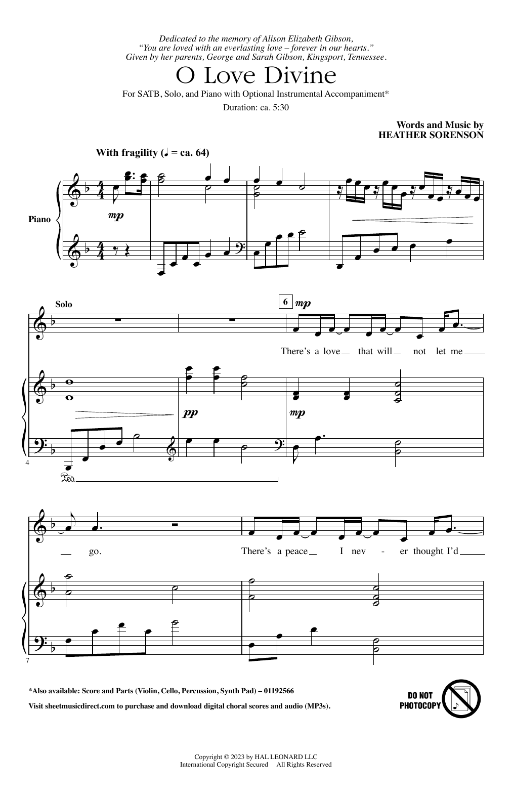 Heather Sorenson O Love Divine Sheet Music