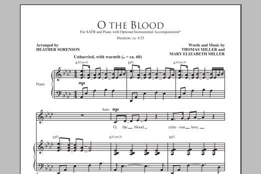 Heather Sorenson O The Blood Sheet Music