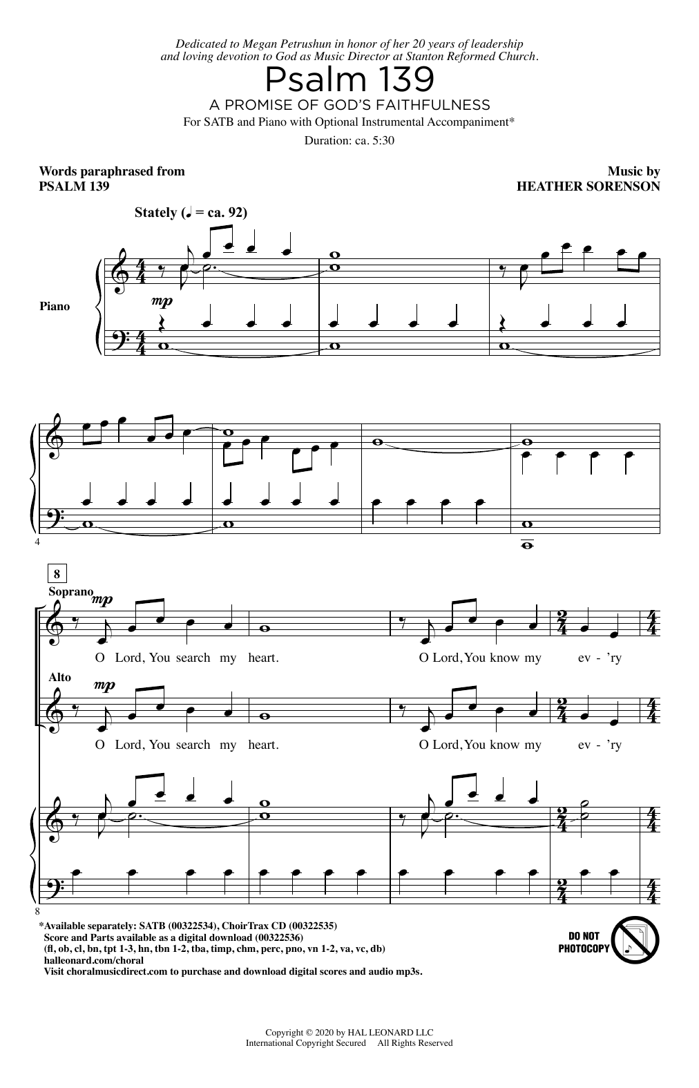Heather Sorenson Psalm 139 (A Promise of God's Faithfulness) Sheet Music