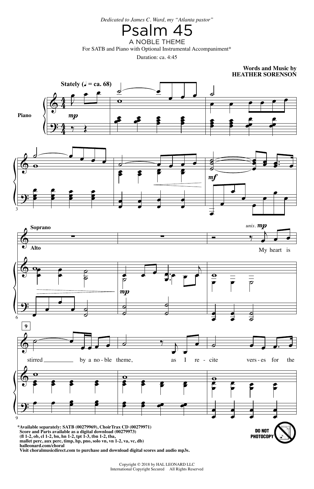Heather Sorenson Psalm 45 (A Noble Theme) Sheet Music