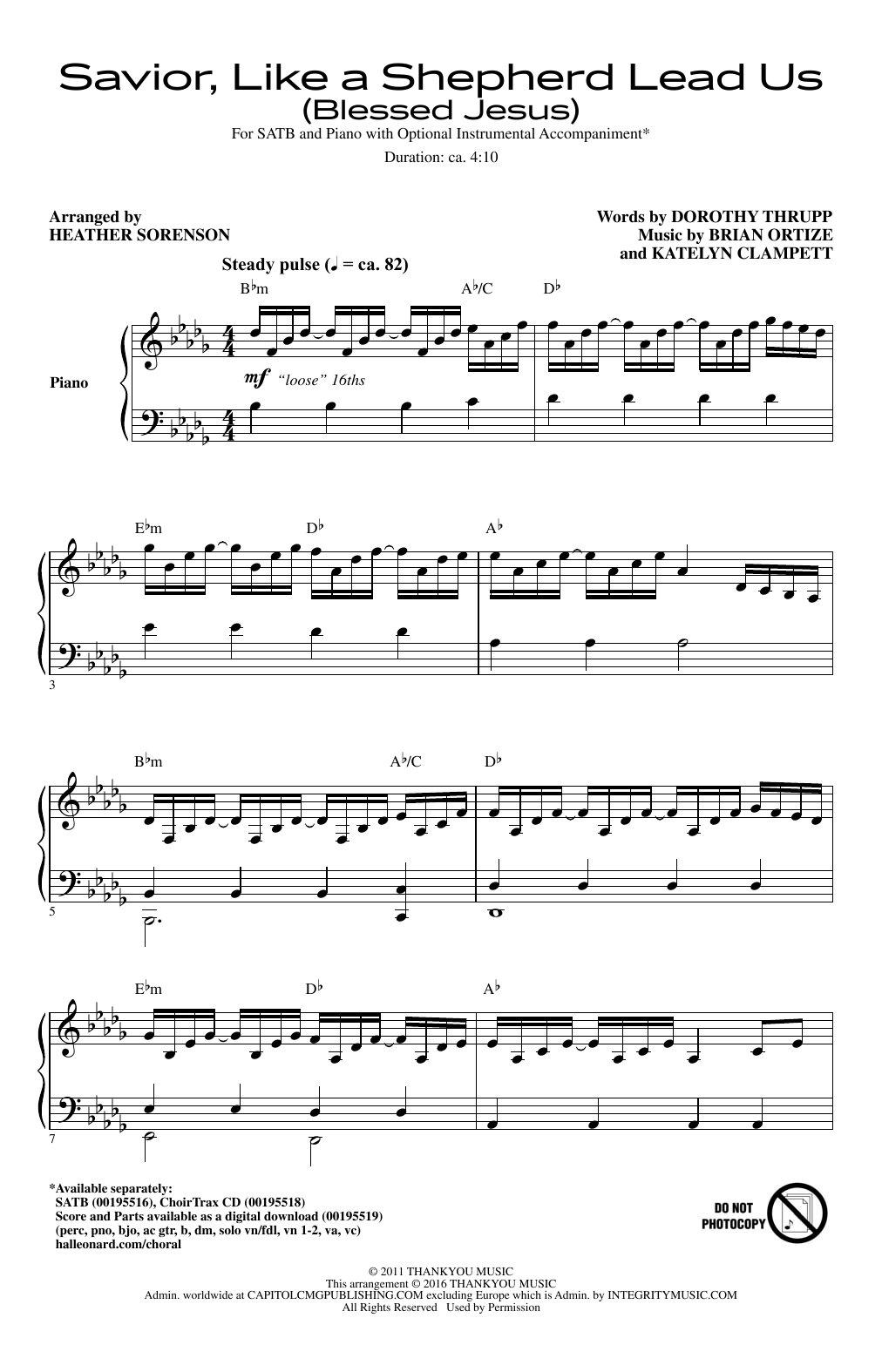 Heather Sorenson Savior, Like A Shepherd Lead Us Blessed Jesus Sheet Music