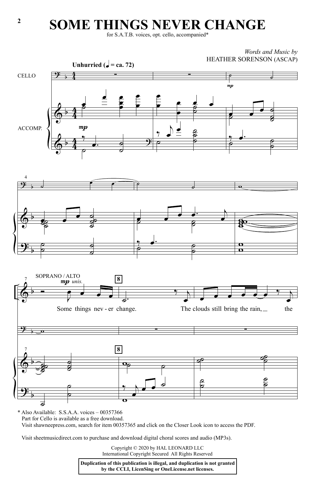 Heather Sorenson Some Things Never Change Sheet Music