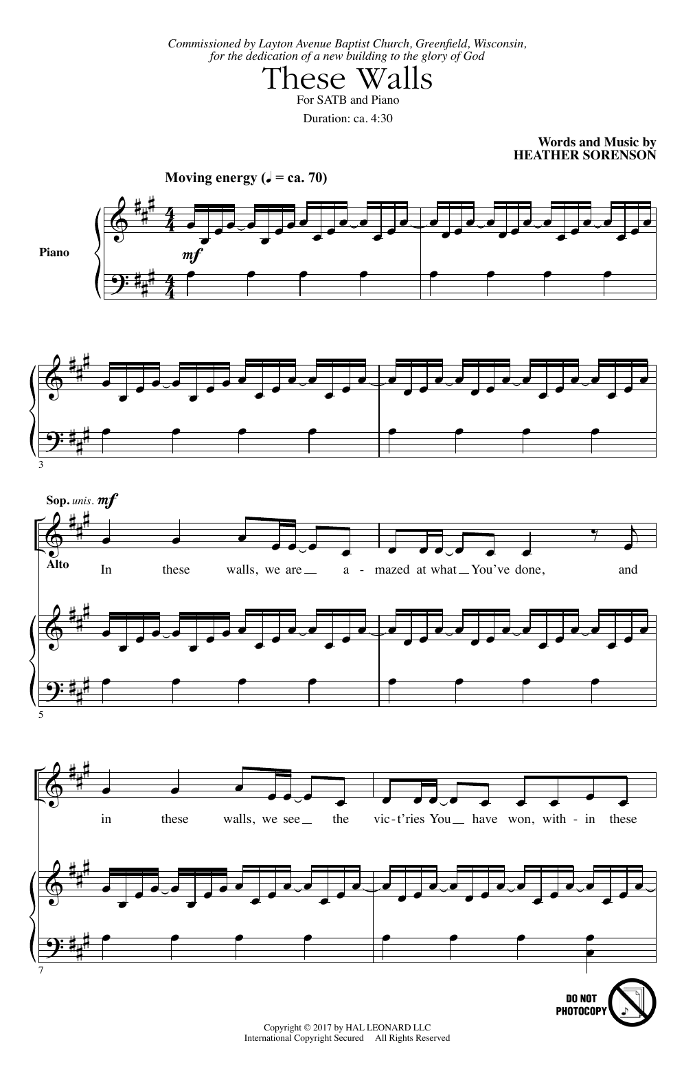 Heather Sorenson These Walls Sheet Music