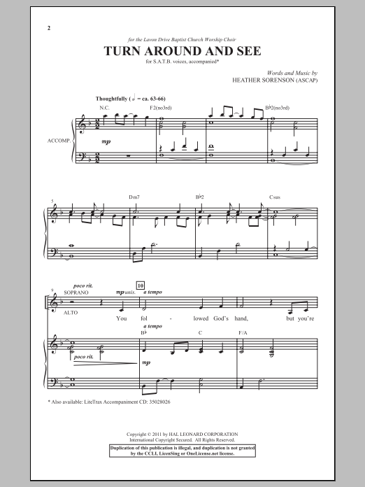 Heather Sorenson Turn Around And See Sheet Music