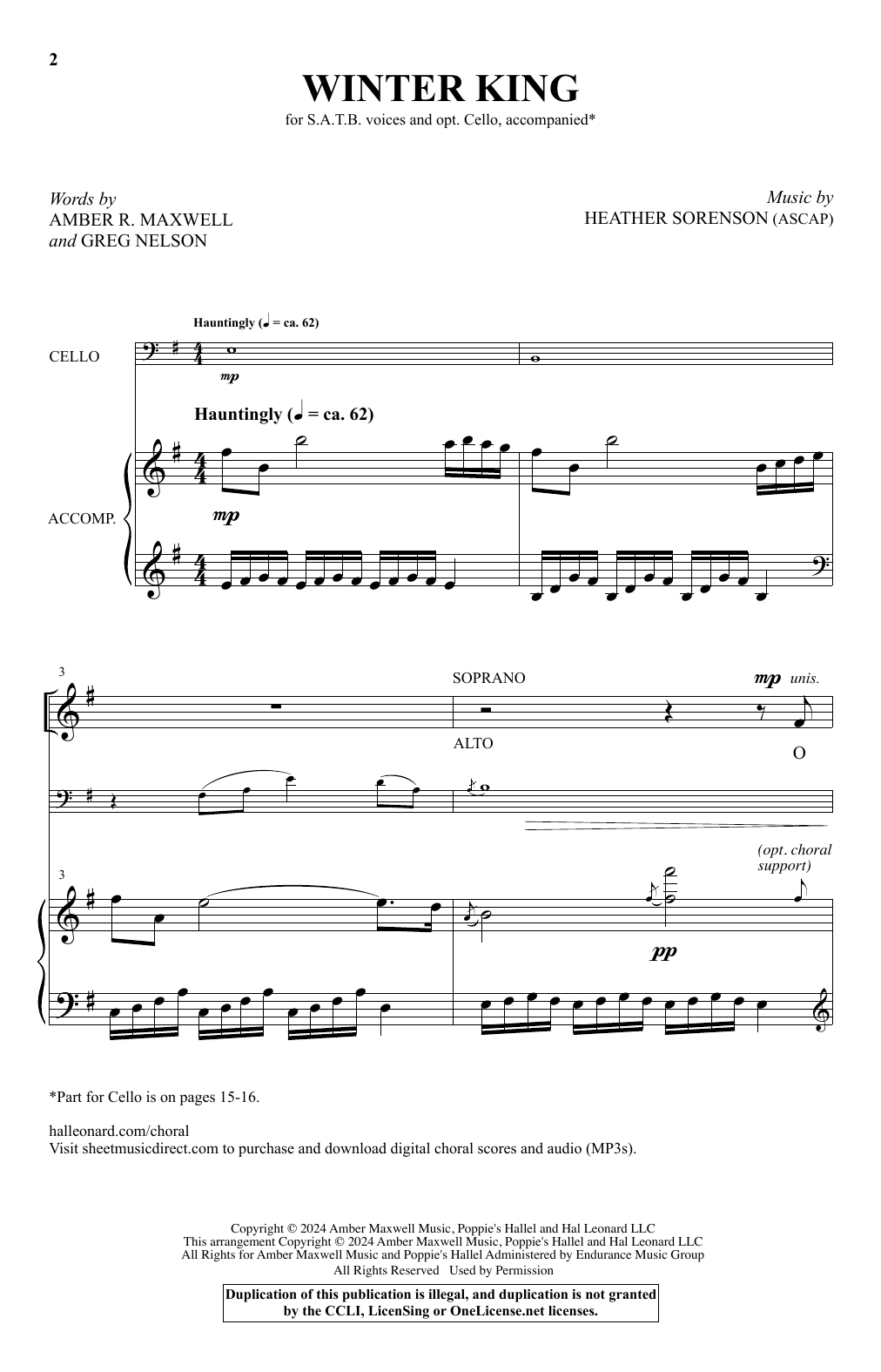 Heather Sorenson Winter King Sheet Music
