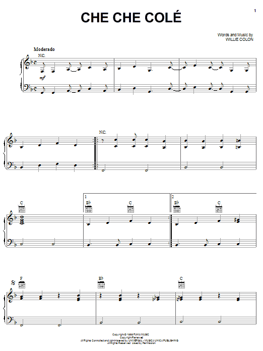 Hector Lavoe Che Che Cole Sheet Music
