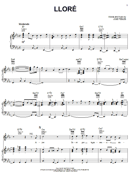 Hector Lavoe Llore Sheet Music