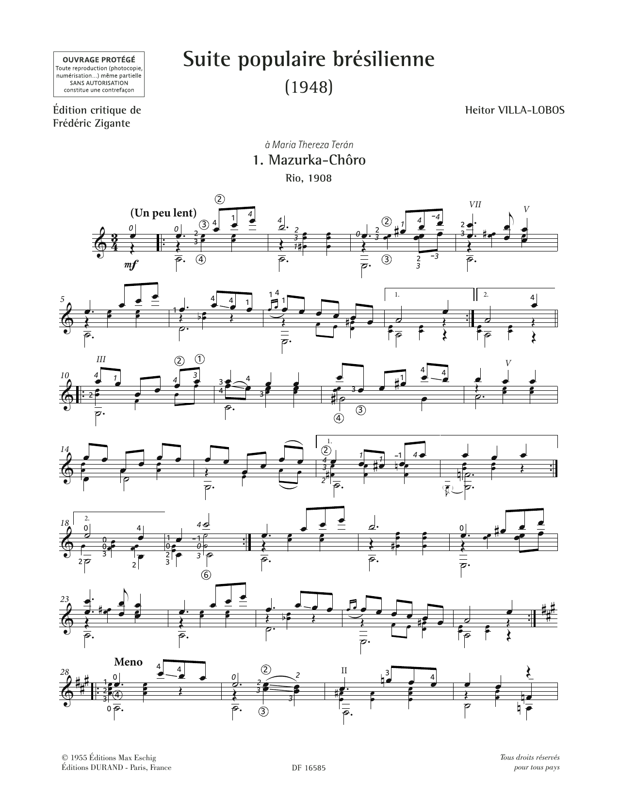 Heitor Villa-Lobos Mazurka-Choro Sheet Music