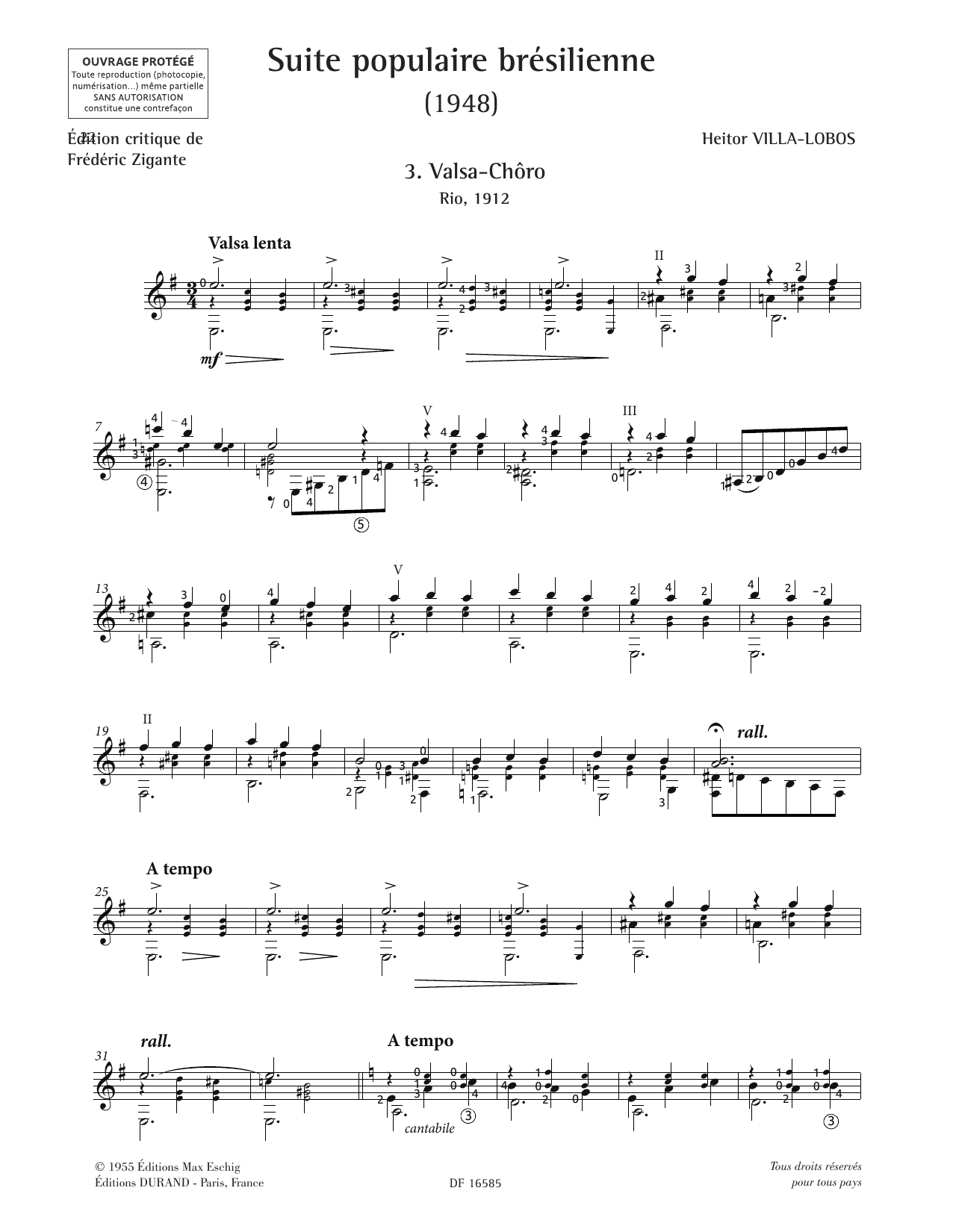 Heitor Villa-Lobos Valsa-Choro Sheet Music