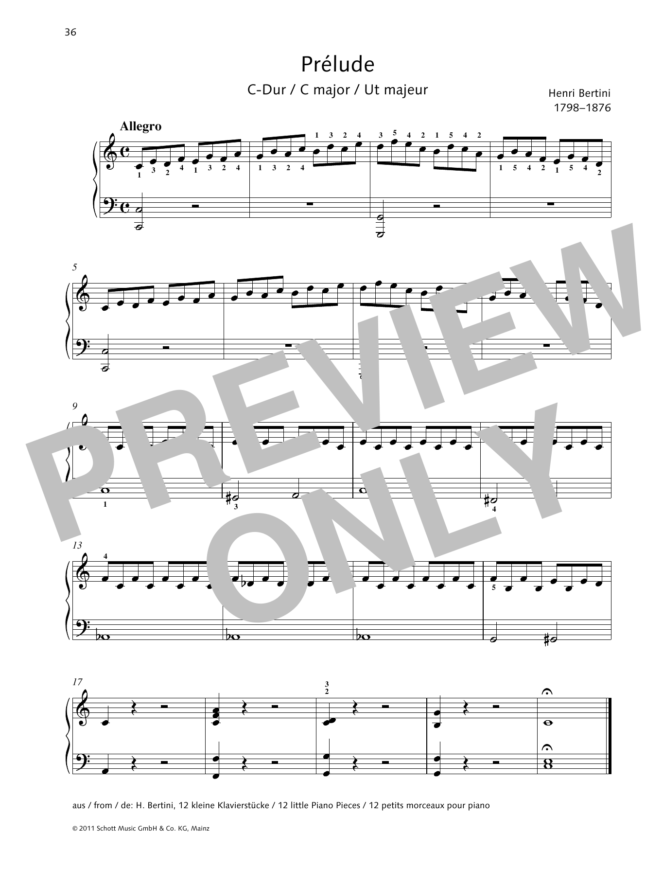 Henri Bertini Prélude C major Sheet Music