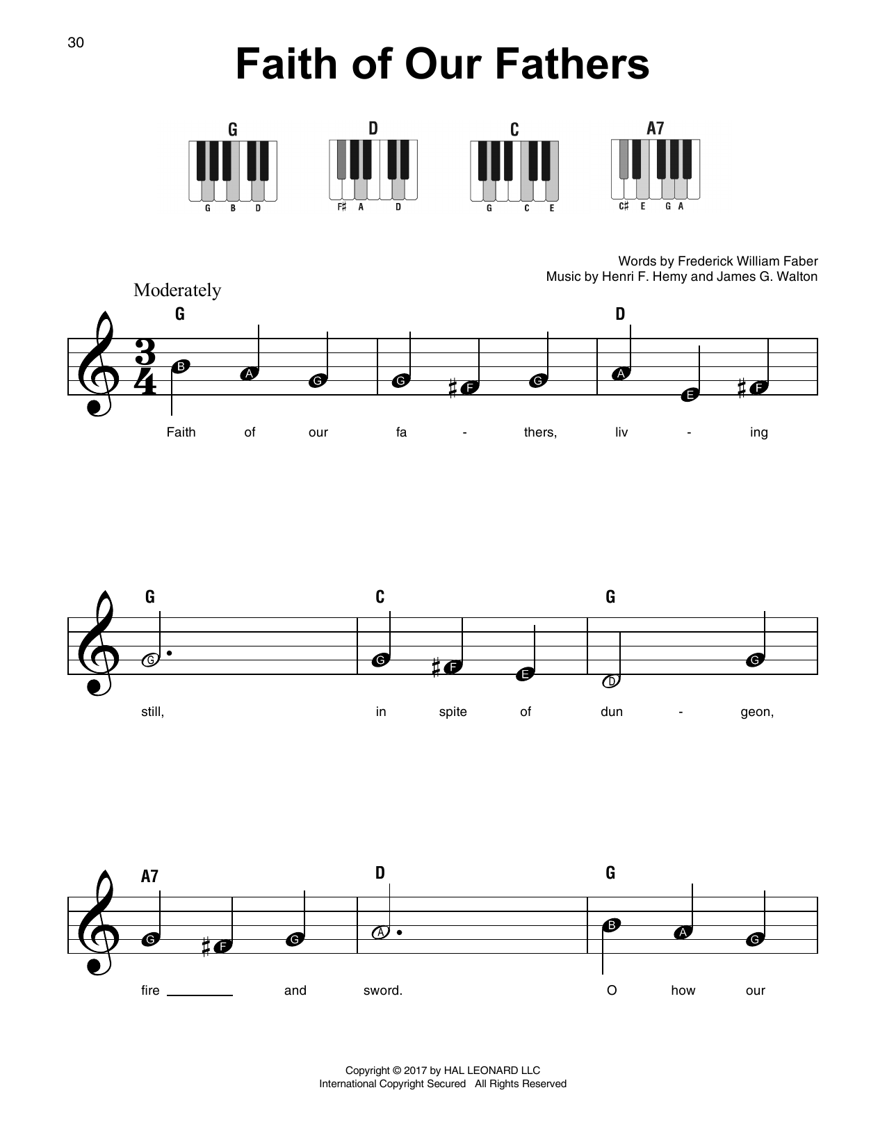 Henri F. Hemy Faith Of Our Fathers Sheet Music