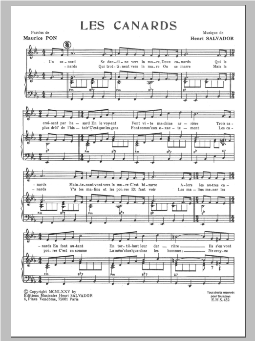 Henri Salvador Canards Sheet Music