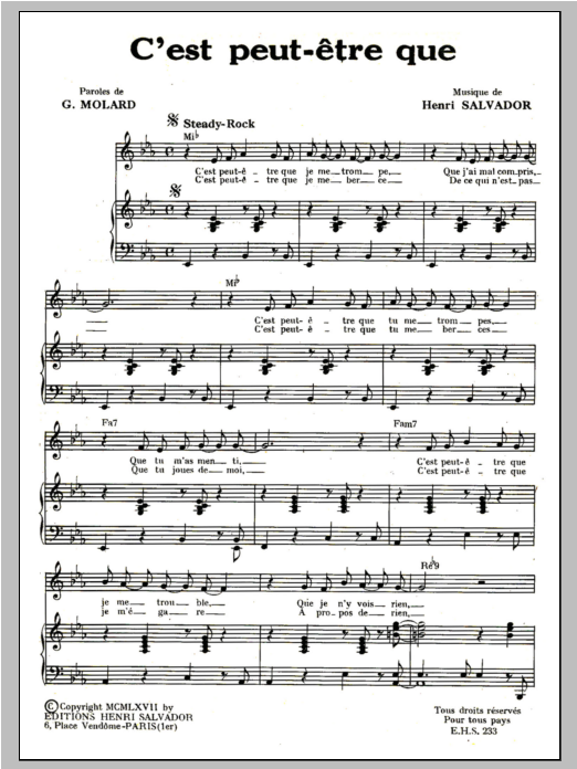 Henri Salvador C'est Peut-Etre Que Sheet Music