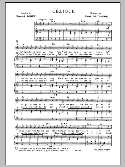 Henri Salvador Cezigue Sheet Music