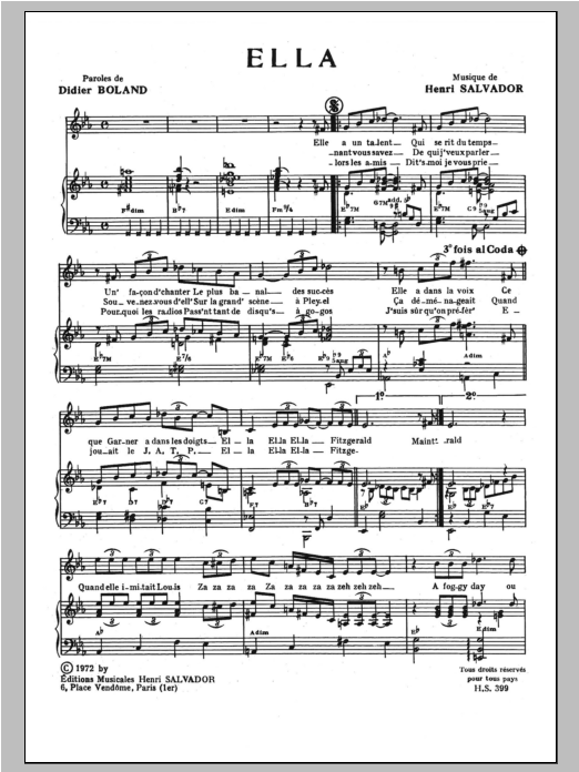 Henri Salvador Ella Sheet Music