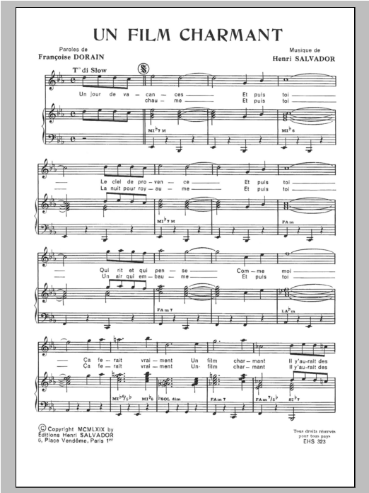 Henri Salvador Film Charmant Sheet Music