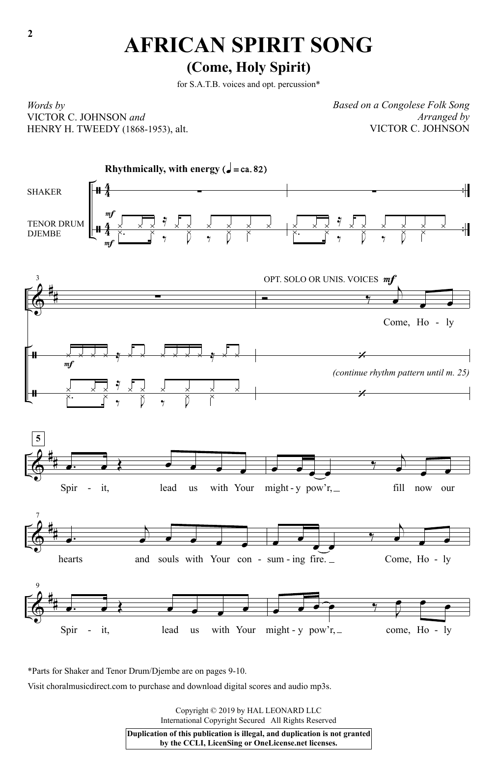 Henry H. Tweedy African Spirit Song (Come, Holy Spirit) (arr. Victor C. Johnson) Sheet Music