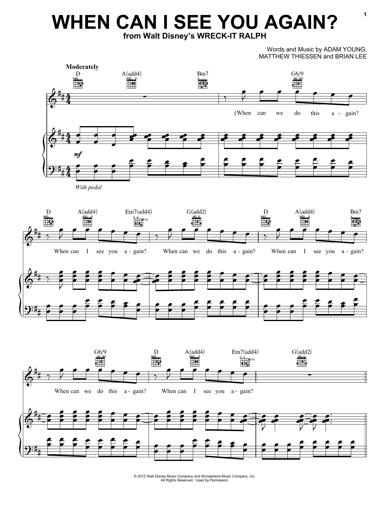 Henry Jackman When Can I See You Again? Sheet Music
