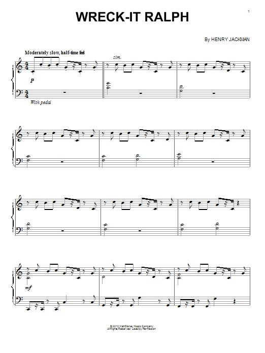 Henry Jackman Wreck-It Ralph Sheet Music
