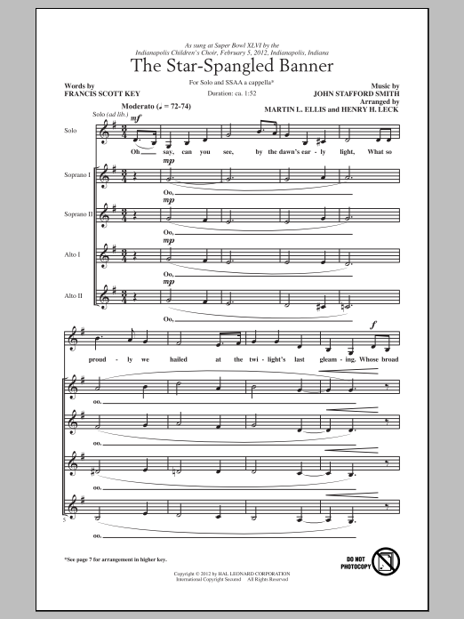 Henry Leck The Star Spangled Banner Sheet Music