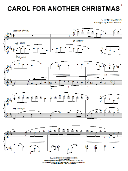 Henry Mancini Carol For Another Christmas (arr. Phillip Keveren) Sheet Music