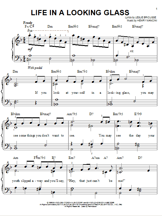 Henry Mancini Life In A Looking Glass Sheet Music