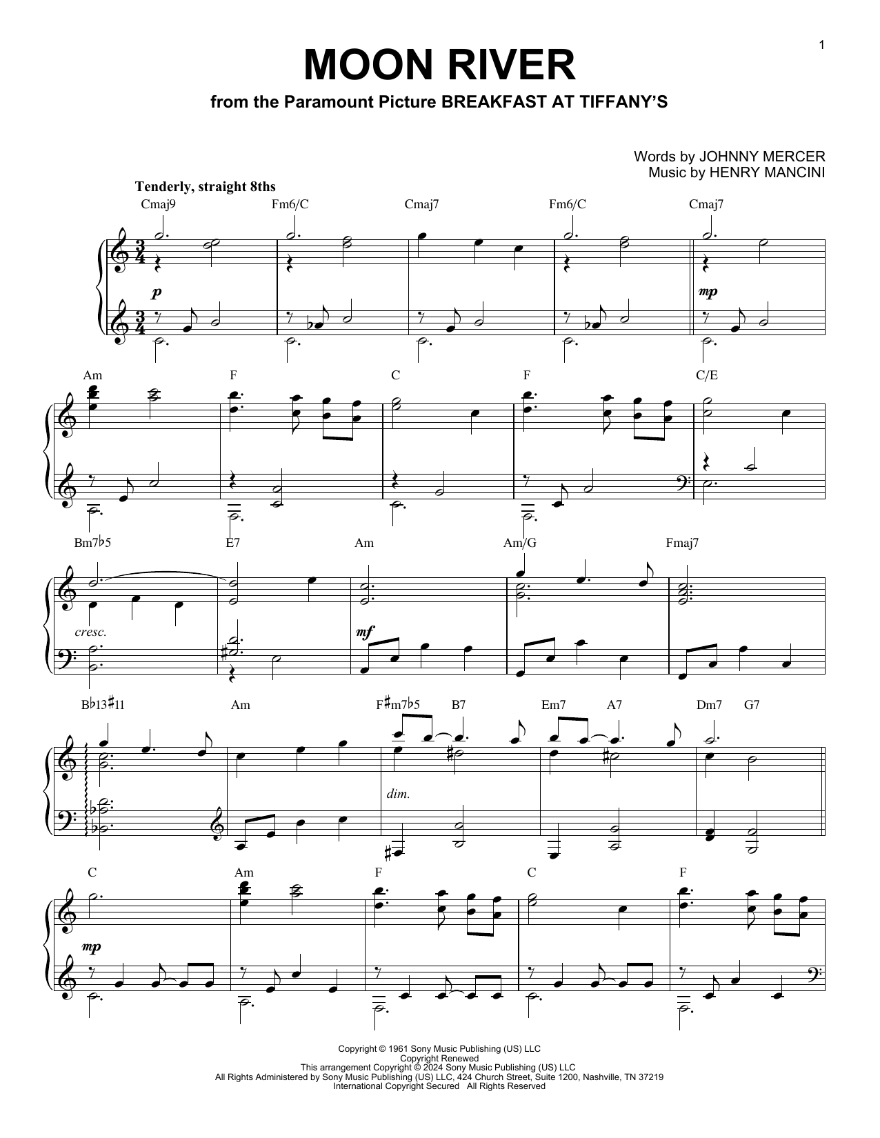 Henry Mancini Moon River (arr. Brent Edstrom) Sheet Music