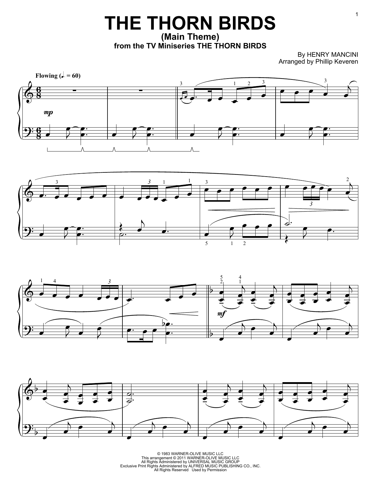 Henry Mancini The Thorn Birds (Main Theme) (arr. Phillip Keveren) Sheet Music