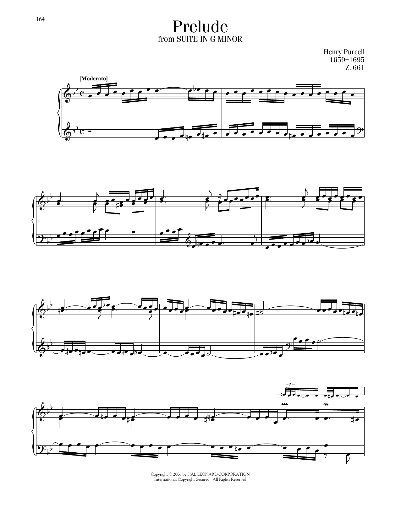 Henry Purcell Prelude, Z. 661 Sheet Music
