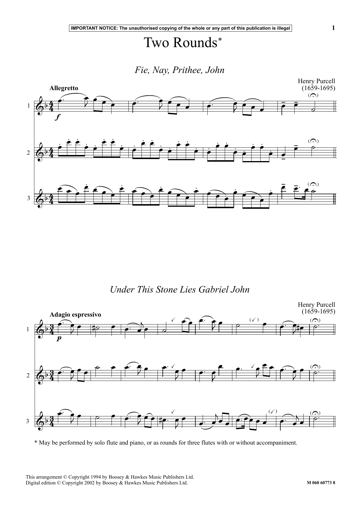Henry Purcell Two Rounds Sheet Music