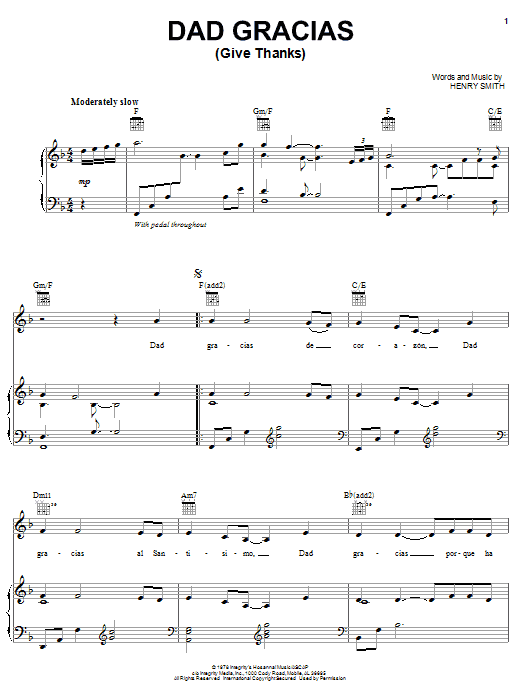 Henry Smith Dad Gracias (Give Thanks) Sheet Music