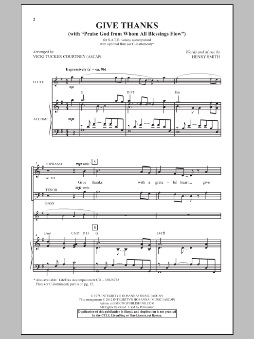 Henry Smith Give Thanks (arr. Vicki Tucker Courtney) Sheet Music