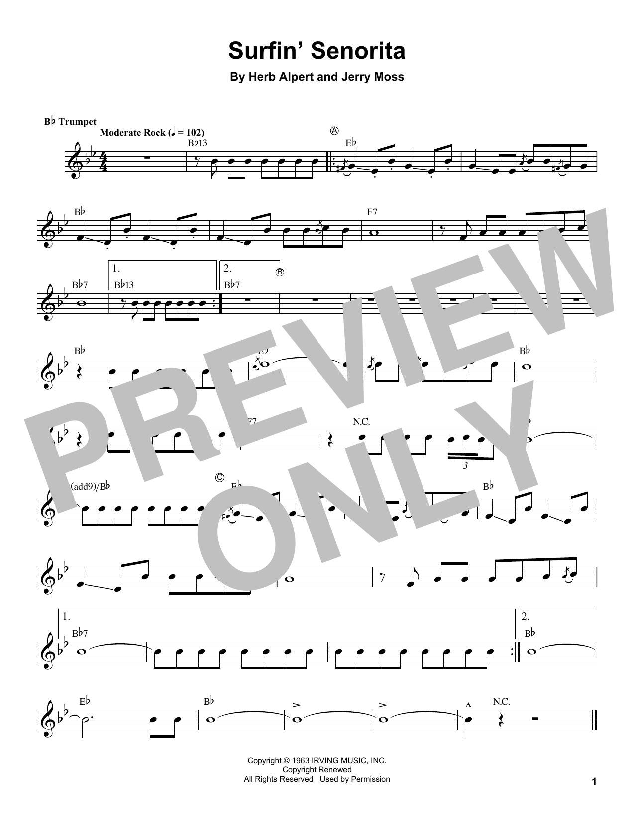 Herb Alpert Surfin' Señorita Sheet Music