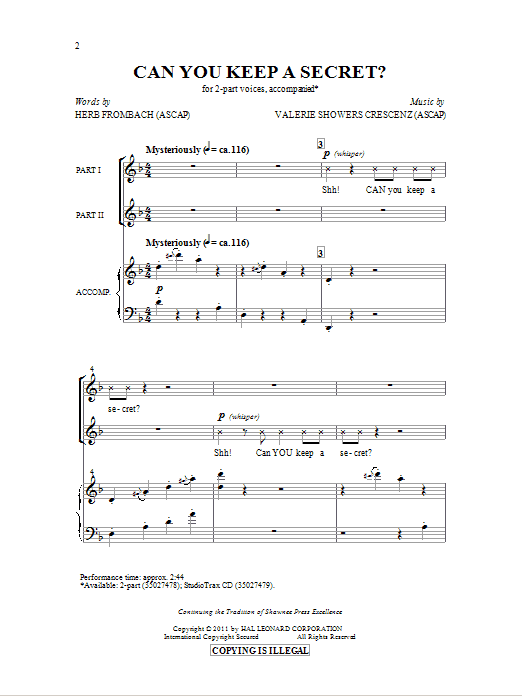 Herb Frombach Can You Keep A Secret? Sheet Music